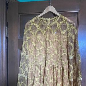 Hippie dress yellow lace
